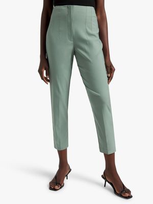 Tapered Leg Darted High Waist Pants