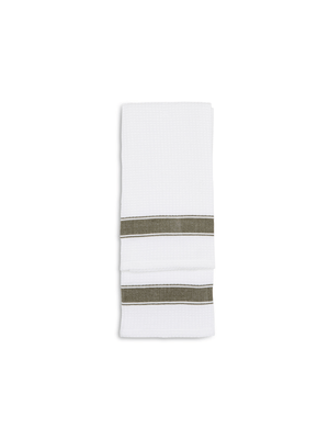 kitchen towel waffle border stripe green 2pk