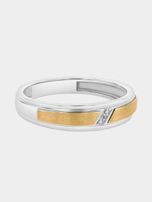 Yellow Gold & Sterling Silver Earth Grown Diamond Wedding Band