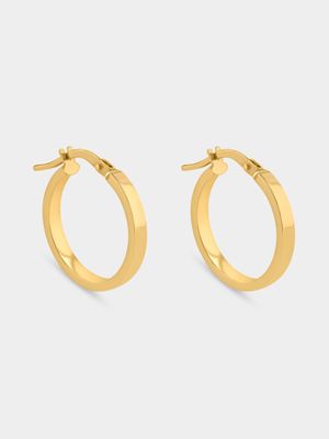 Yellow Gold Square Tube Hoop Earrings