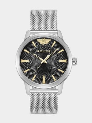 Police Raho Black & Gold Dial Stainless Steel Mesh Watch