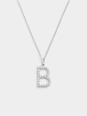 Cheté Sterling Silver Cubic Zirconia “B” Initial Pendant