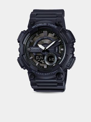 Casio Men's World Time Mono Metallic 3D Dial Watch