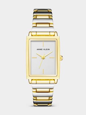 Anne Klein Gold & Silver Plated Rectangular Bracelet Watch