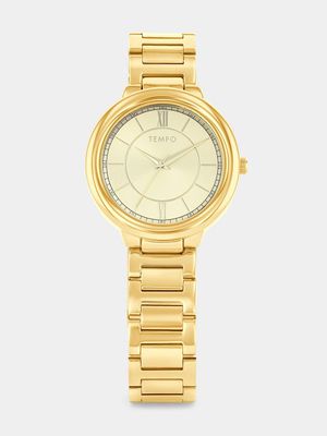 Tempo Gold Plated Champagne Dial Bracelet Watch