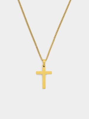 Stainless Steel Gold Plated Plain Matt Cross Pendant