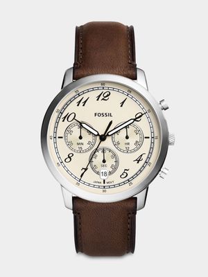 Fossil Men's Neutra Stainless Steel Brown Leather Chronograph Watch