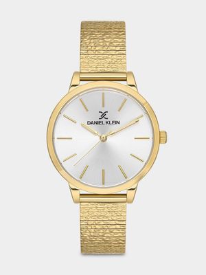 Daniel Klein Gold Plated White Dial Mesh Watch