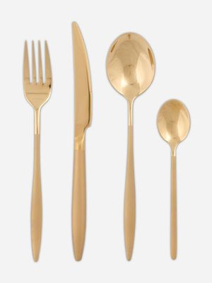 Sleek 16 Piece Cutlery Set Matte Gold