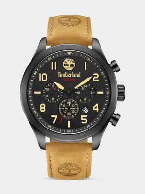 Timberland Ashmont Black Plated Black Dial Tan Leather Chronograph Watch