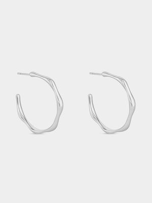 Sterling Silver Fluid Hoop Earrings