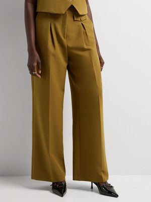 Wide Leg Pleated Mini Pocket Pants