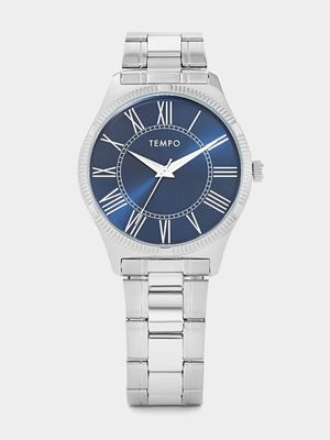 Tempo Men’s Blue Dial Silver Plated Bracelet Watch