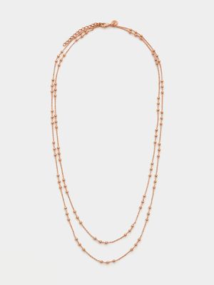 Rose Gold Plated Women’s Double Layer Ball Chain Necklace