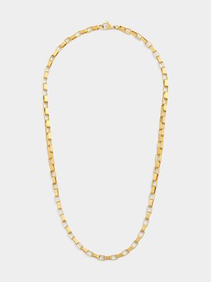 Stainless Steel Gold Plated Matt Rectangle Link Chain