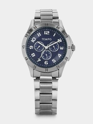 Tempo Men’s Gunmetal Plated Blue Dial Bracelet Watch