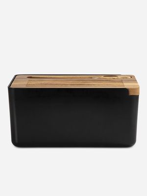 salt & pepper hudson bread bin & board black