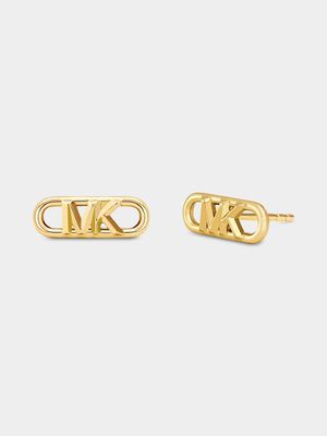 Michael Kors MK Statement Link Collection Gold Plated Sterling Silver Stud Earrings