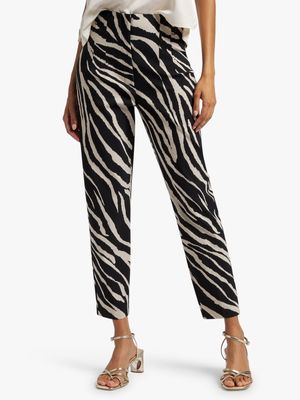 Tapered Leg Darted High Waist Pants