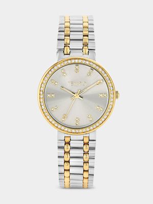 Tempo Gold Plated Smoky Tone Dial Two-Tone Bracelet Watch