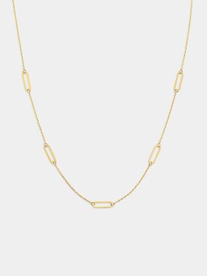 Yellow Gold Paperclip Link Station Chain