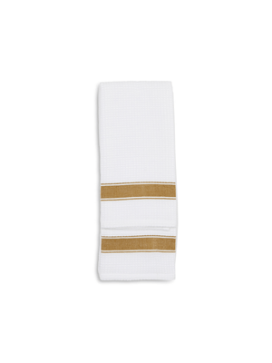 kitchen towel waffle border stripe ochre 2pack