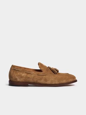 Fabiani Men's Suede Tan Tassel Loafers