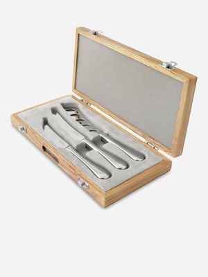 robert welch 3pc cheese set in oak box