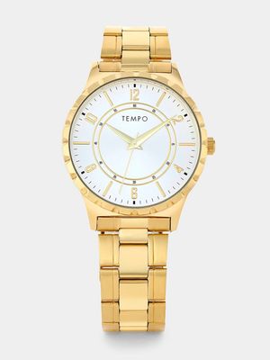 Tempo Gold Plated Silver Dial Bracelet Watch