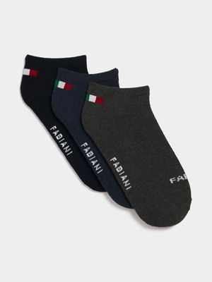 Fabiani Men's 3-Pack Core Sneaker Socks