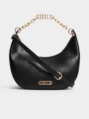 Luella Chain Detail Lizard Texture Hobo Bag