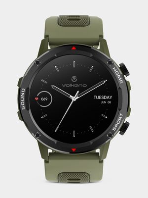 Volkano Fit  Power Series Black Plated & Green Silicone Smart Watch