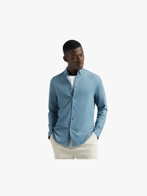 MKM Blue Smart L/S Birdseye Knit Shirt