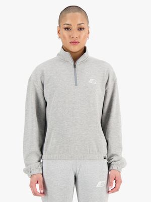 New Balance Women's Classics Grey Melange Sweat Top