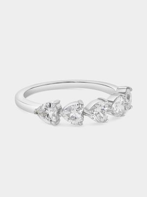 Sterling Silver Cubic Zirconia Heart Anniversary Ring