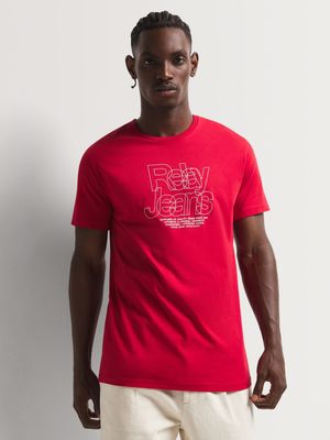 Men's Relay Jeans Outline Red T-Shirt