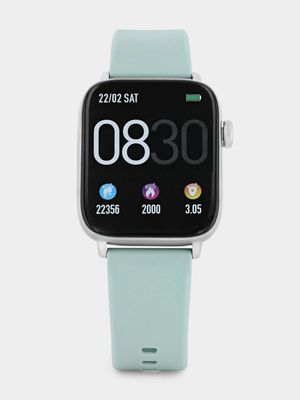 Tempo Pulse 7.0 Silver Plated Mint Green Silicone Smart Watch