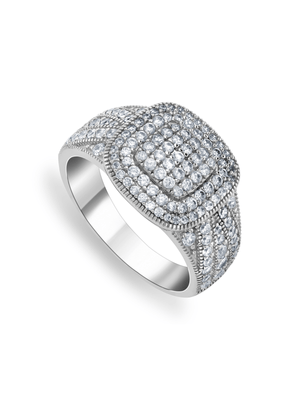 Cheté Sterling Silver Cubic Zirconia Women’s Bold Cushion Ring