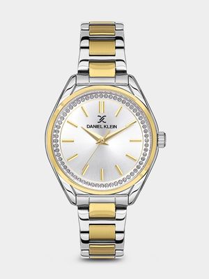 Daniel Klein Gold Plated Silver Tone Dial Two-Tone Bracelet Watch