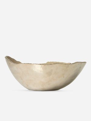 Aluminium & Eggshell Bowl 13 X 33cm