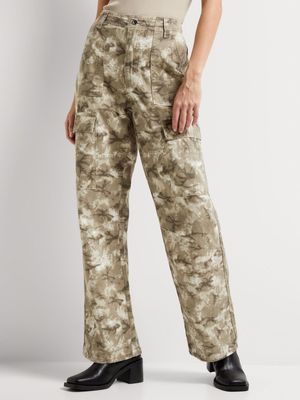 News Denim Wide Leg Cargo Pants