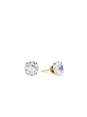 Gold-Toned Stainless Steel & Cubic Zirconia Round Stud Earrings