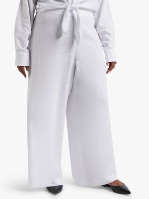 Wide Leg Linen Blend Pull-on Pants