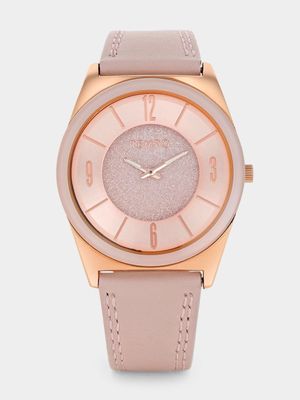 Tempo Women’s Rose Plated Pink Leather Watch