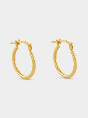 Yellow Gold & Sterling Silver Hoop Earrings