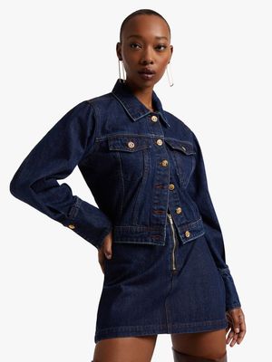 News Denim Exposed Zip Mini Skirt