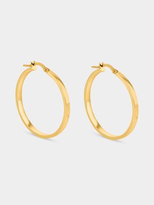 Yellow Gold Square Tube Hoop Earrings