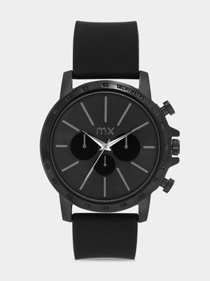 MX Black Plated Black Dial Black Silicone Watch