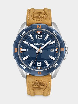 Timberland Millinocket Stainless Steel Navy Dial Tan Leather Watch