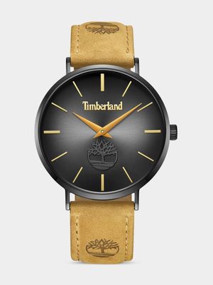 Timberland Rangeley Black Plated Black Dial Tan Leather Watch